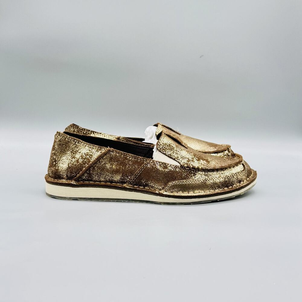 Ariat Shoes Womens 10 Gold Leather Glitter Cruiser Moccasin Flats Slip On Casual